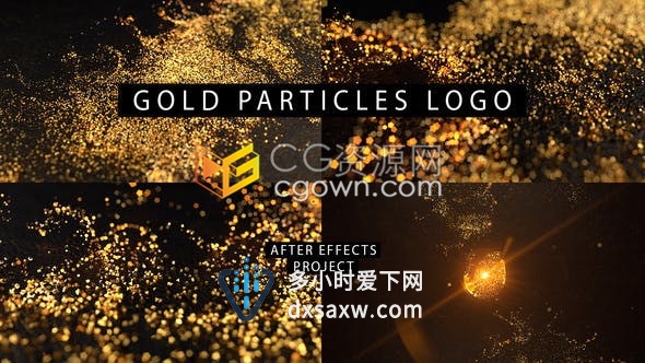 AE模板闪闪发光金色粒子生动演绎标志LOGO动画