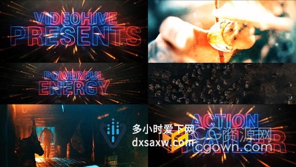霓虹灯粒子效果标题游戏电影预告片-AE模板下载