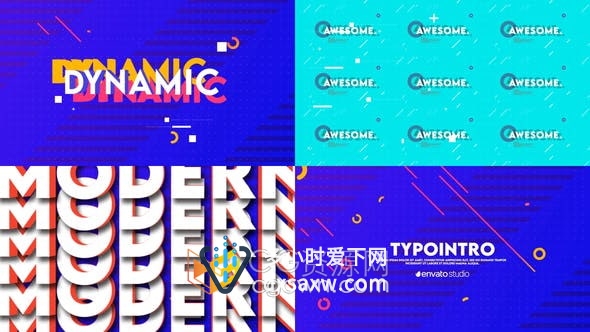 AE模板-Typo Intro创意文字动态排版设计元素vlog介绍视频片头