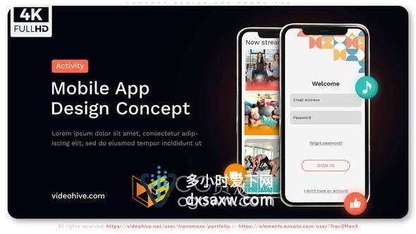 AE模板-概念App设计宣传展示动画演示移动应用程序视频效果