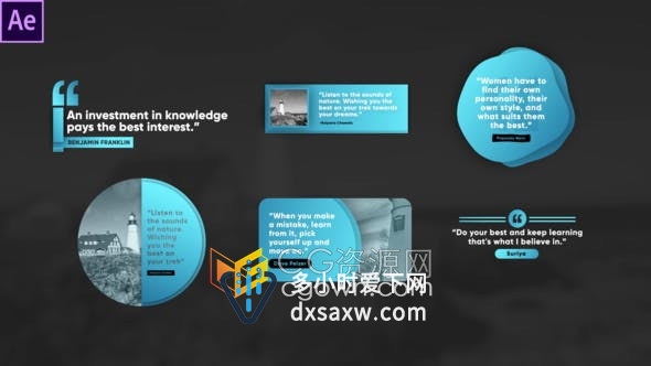 AE模板-创意文字标题图形动画视频字幕效果Creative Quote Titles