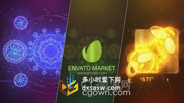 Magic Logo Reveal魔术发光火花耀斑五角星图案光线动画-AE模板