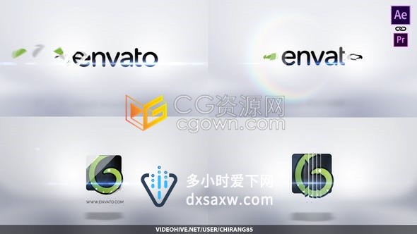 AE模板-4种效果明亮优雅公司LOGO宣传视频片头动画制作工程