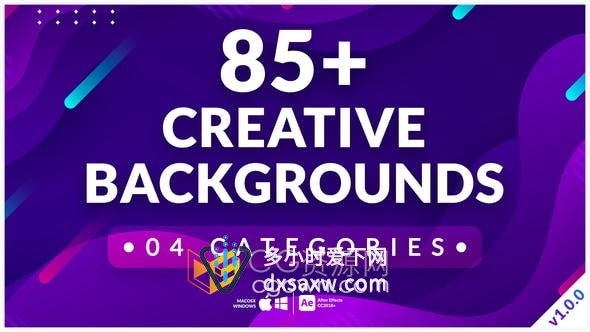 AE模板-85+实用专业现代创意渐变扭曲彩色图形动画背景