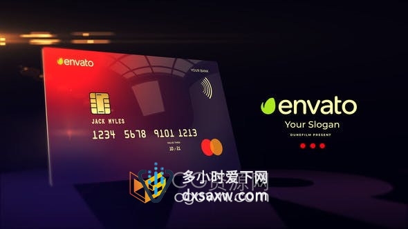 AE模板-银行信用卡智能卡电子芯片身份证签证名片卡片展示动画视频