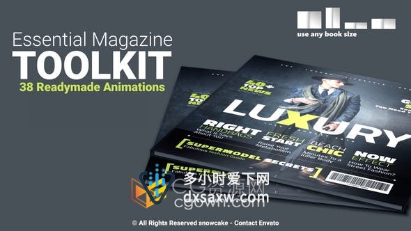 杂志宣传封面3D书籍手册翻页翻书动画效果制作工程-AE模板