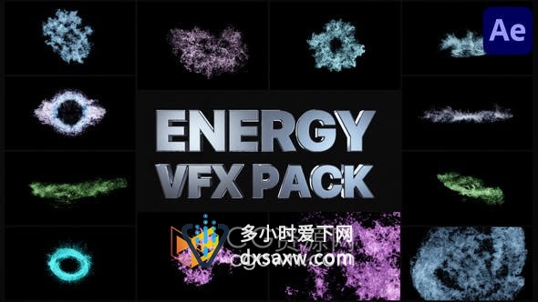 AE模板-VFX能量烟雾特效粒子动画视频合成12组