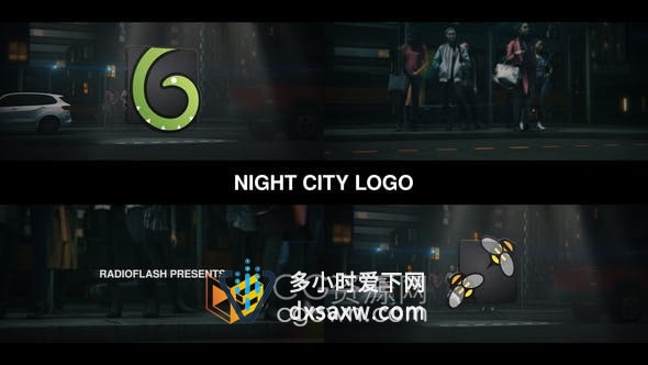 AE模板-夜晚城市场景视频标志LOGO片头动画