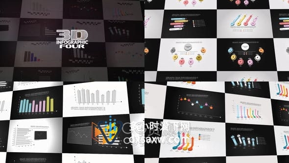 AE模板-三维信息图表公司业务演示研究报告信息图形动画展示