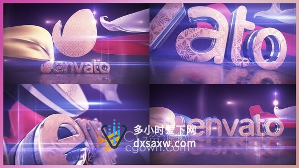 展示品牌伟大力量织物面料动画背景E3D制作金属LOGO视频片头-AE模板