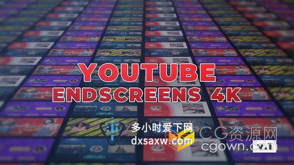 AE模板-社交媒体视频结束版面设计YouTube频道片尾画面包装动画