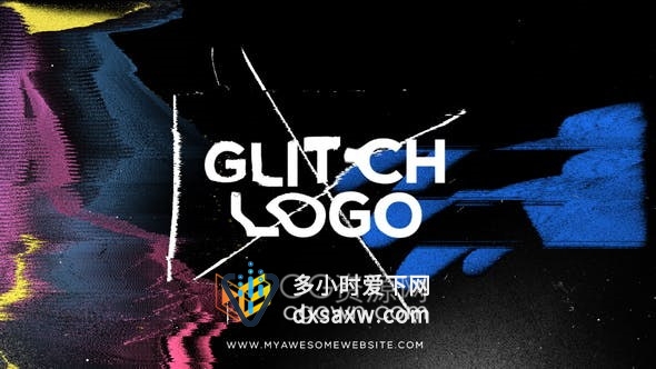 Glitch Distortion Logo毛刺失真涂鸦涂抹电视噪点LOGO视频片头-AE模板