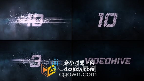 Countdown破碎数字动画特效10秒倒计时活动开场视频片头-AE模板