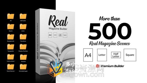 Real Magazine Builder Element 3D制作书籍小册子报纸期刊时尚杂志翻页动画-AE模板