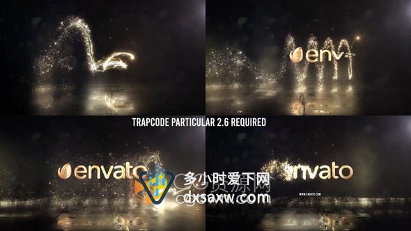 AE模板-金色Particular魅力闪光粒子路径动画LOGO片头
