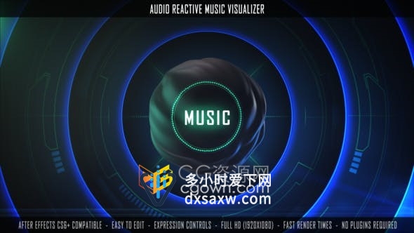 After Effects音频可视化音乐均衡器频谱波形动画效果-AE模板
