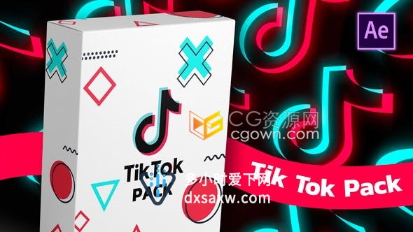 TikTok Pack抖音短视频社交平台点赞关注转发小视频制作-AE模板