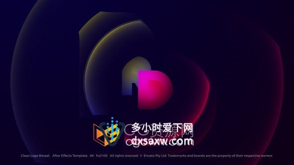 AE模板-圆形波浪图形动画遮罩标志动画片头视频Clean Logo