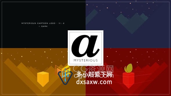 AE模板-卡通几何图形小山多边形LOGO视频动画效果