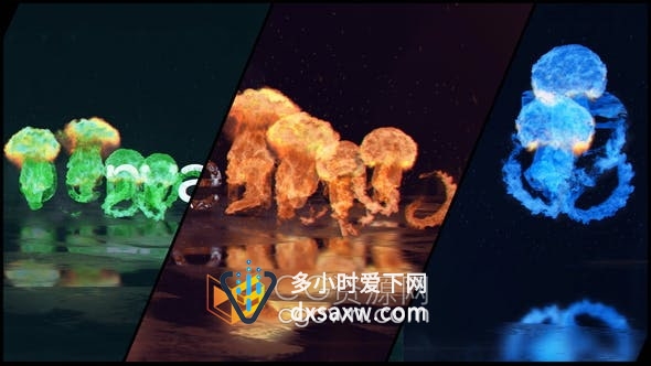 AE模板-爆炸火焰烟雾特效LOGO标志视频片头制作