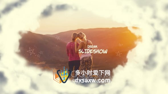 AE模板-梦幻幻灯片云层穿越展示照片动画相册视频制作