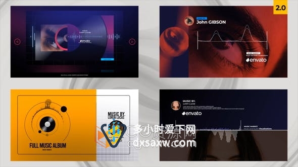 AE模板-4种音频可视化器发布新专辑音乐播放封面视频设计
