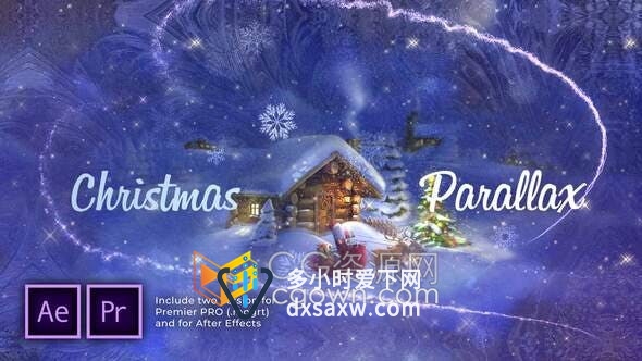 Christmas Parallax Slideshow创意梦幻魔术回忆圣诞节快乐相册视频-AE与PR模板