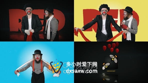 AE模板-马戏团小丑幽默表演开场视频LOGO动画效果