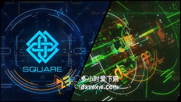 高科技平视显示全息图科幻技术网格数字信息宣传视频片头-AE模板