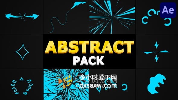 AE模板-Abstract Pack 10组卡通闪光形状动画MG素材效果