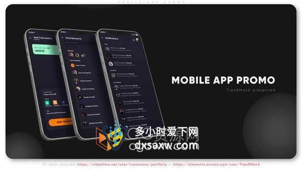 AE模板-App演示宣传移动应用程序服务网站用户界面屏幕截图可替换