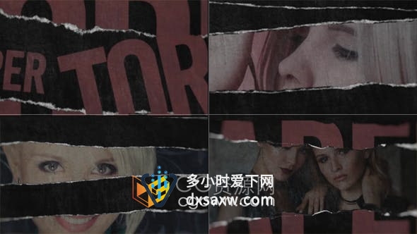 AE模板-撕纸遮罩展示照片动画视频片头Torn Paper Logo