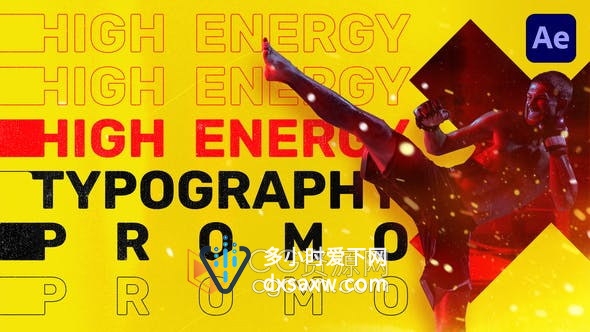 Energy Typography宣传品牌新潮时尚服装运动装备健身计划视频短片-AE模板