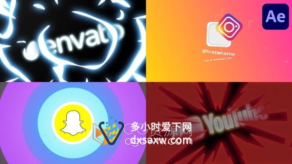 AE模板-3组卡通动画效果MG视频LOGO片头制作
