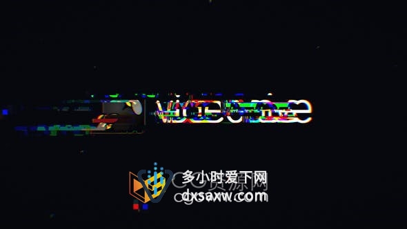 AE模板-彩色晶片数字失真毛刺效果科技视频片头故障LOGO
