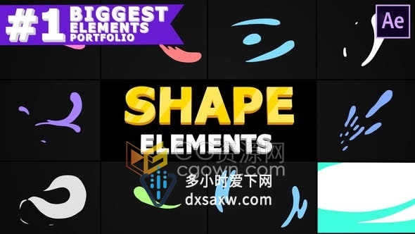 10 Liquid Shapes手绘流体图形元素飞溅水波浪动画视频效果-AE模板