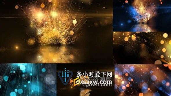 大气晚会活动开场视频片头金色粒子光线LOGO动画效果制作-AE模板
