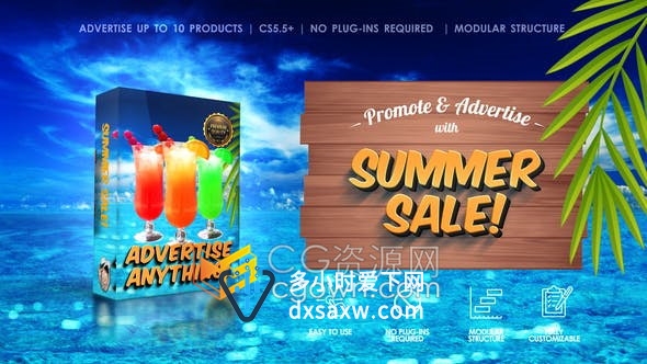 夏季大减价服装食品外卖餐厅酒吧饮料鸡尾酒宣传广告片-AE模板