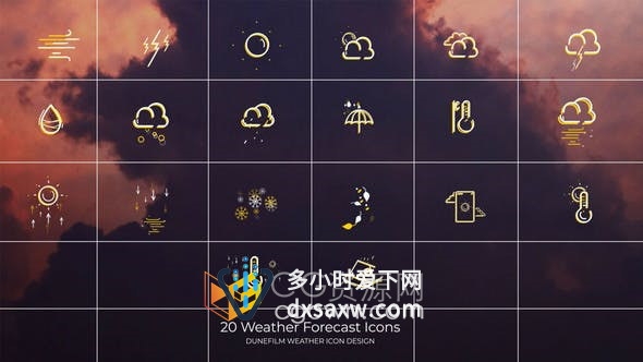 AE模板-20组天气预报动态图标视频Icon Weather Forecasts