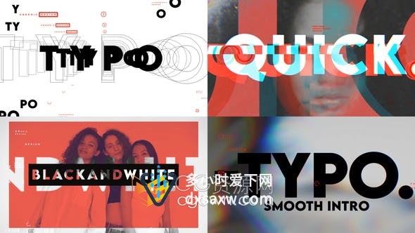 Typo Intro快速介绍幻灯片现代时尚宣传短片视频-AE模板
