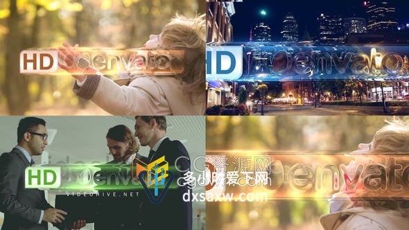 AE模板-水晶玻璃透明折射LOGO动画新闻体育ID片头视频