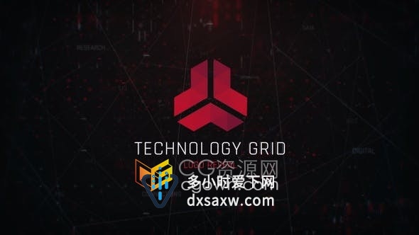 AE模板-网络科技公司标志视频片头线条 网格动画Technology Grid Logo