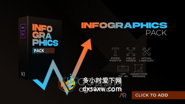 AE模板-24个社交媒体营销企业演示信息图表场景饼图条形图波浪金字塔计数器