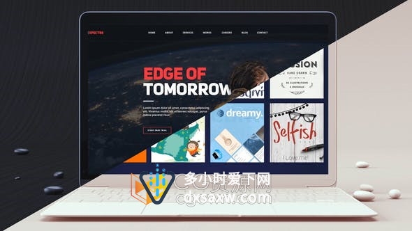 AE模板-笔记本电脑场景介绍网页设计主题UI/UX演示网站动画视频