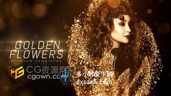 发光金色光效粒子魅力图文介绍视频公司年会活动颁奖开场片头-AE模板