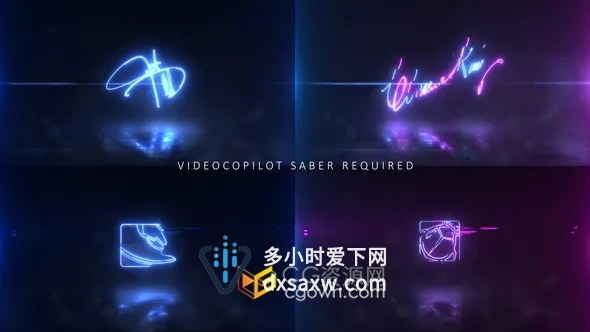 霓虹灯效果标志视频片头Neon Logo动画制作-AE模板