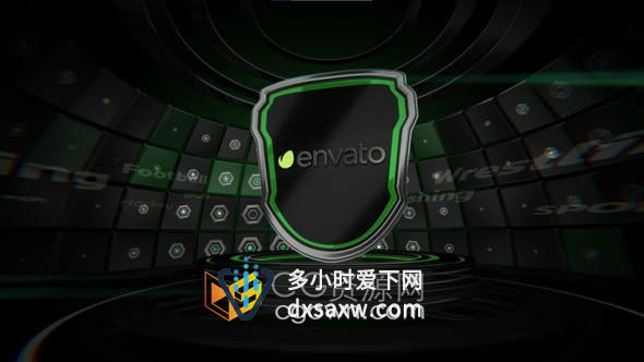 AE模板-3D场景旋转徽标盾牌推广宣传体育运动视频片头
