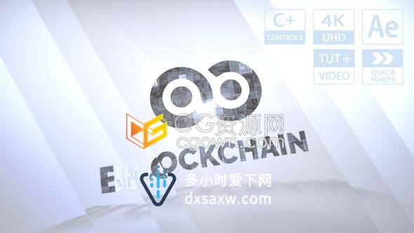 AE模板-公司视频片头通信技术数字化高科技计算数据区块链LOGO动画