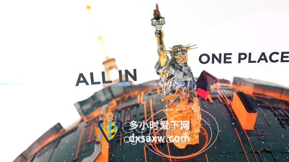旅行新闻电视宣传预告片包装视频片头3D世界科技地图动画-AE模板