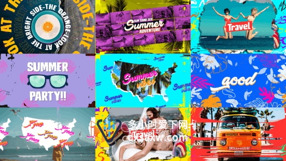 AE模板-旅行宣传幻灯片夏季海滩派对暑假活动介绍开场视频
